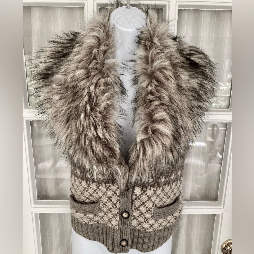 Denim & Supply Ralph Lauren Brown Faux Fur Sweater Vest